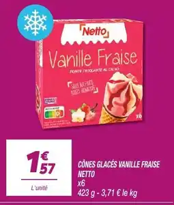 Netto Netto Cônes glacés vanille fraise offre