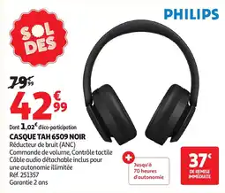 Auchan Philips Casque tah 6509 noir offre