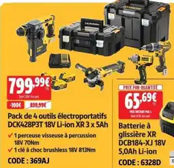 Screwfix Pack de 4 outils électroportatifs DCK428P3T 18V Li-ion XR 3 x 5Ah offre