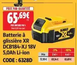 Screwfix Batterie à glissière XR DCB184-XJ 18V 5,0Ah Li-ion offre