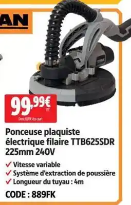 Screwfix Titan Ponceuse plaquiste électrique filaire TTB625SDR 225mm 240V offre