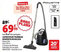Auchan Rowenta Aspirateur traîneau rowenta ro2611ea offre