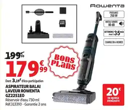 Auchan Aspirateur balai laveur rowenta gz2251e0 offre