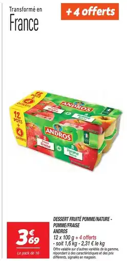 Netto Andros Dessert fruité pomme/nature pomme fraise offre