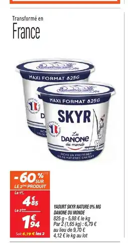 Netto Yaourt skyr nature 0% mg danone du monde offre