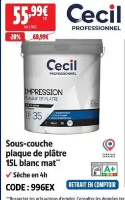 Screwfix Cecil Sous-couche plaque de plâtre blanc mat offre