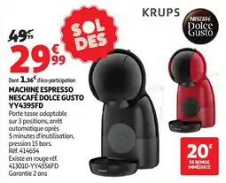 Auchan Machine espresso nescafé dolce gusto yy4395fd offre