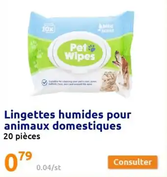 Action Lingettes humides pour animaux domestiques offre