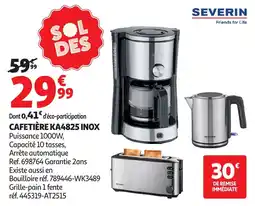 Auchan Severin Cafetière ka4825 inox offre