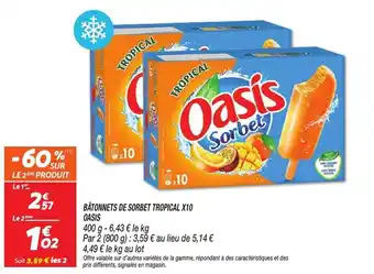 Oasis Bâtonnets de sorbet tropical x10