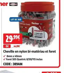 Screwfix Cheville en nylon bi-matériau et foret offre