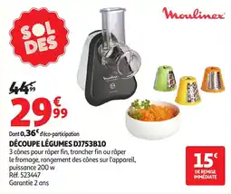 Auchan Moulinex Découpe légumes dj753b10 offre
