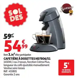 Auchan Senseo Cafetière à dosettes hd7806/51 offre