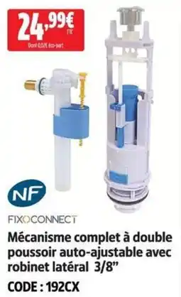 Screwfix Mécanisme complet à double poussoir auto-ajustable avec robinet latéral 3/8" offre
