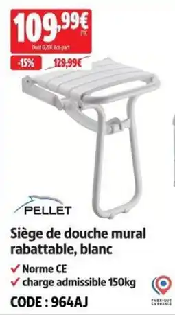 Screwfix Pellet Siège de douche mural rabattable, blanc offre