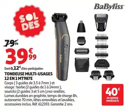 Auchan Babyliss tondeuse multi-usages 12 en 1 mt987e offre