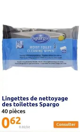 Action Lingettes de nettoyage des toilettes spargo offre