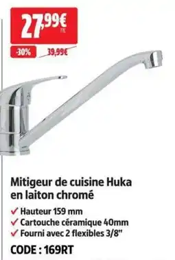 Screwfix Mitigeur de cuisine Huka en laiton chromé offre