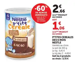 Bi1 P'tites cereales des 6 mois nestle offre