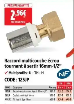 Screwfix Raccord multicouche écrou tournant à sertir 16mm-1/2" offre