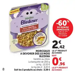 Bi1 Bledina Morceaux a devorer des 15 mois offre