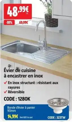 Screwfix Évier de cuisine à encastrer en inox offre