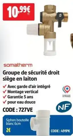 Screwfix Somatherm Groupe de sécurité droit siège en laiton offre