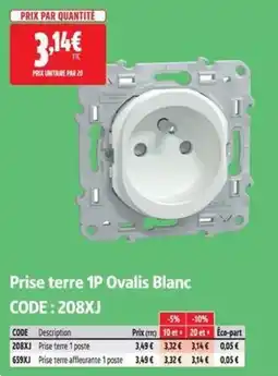 Screwfix Prise terre 1P Ovalis BlanPrix (m) 10 et offre