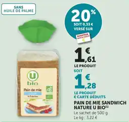 Bi1 Pain de mie sandwich nature u bio offre