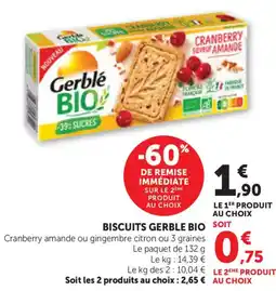 Bi1 Gerblé bio Biscuits offre