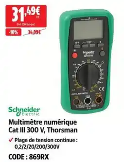 Screwfix Schneider Electric Multimètre numérique Cat III 300 V, Thorsman offre
