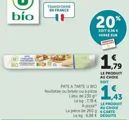 Bi1 U Bio Pate a tarte offre