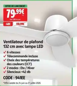 Screwfix Ventilateur de plafond avec lampe LED offre