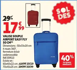 Auchan Valise souple airport easy fly offre