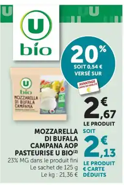 Bi1 U Bio Mozzarella di bufala campana aop pasteurise offre