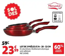 Auchan Menastyl Lot de 3 poêles offre