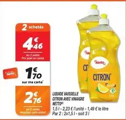 Netto Netto Liquide vaisselle citron avec vinaigre offre