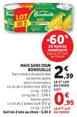 Bi1 Bonduelle Mais sans ogm offre