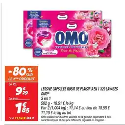 Netto Omo Lessive capsules rosir de plaisir 3 en 1 x29 lavages offre