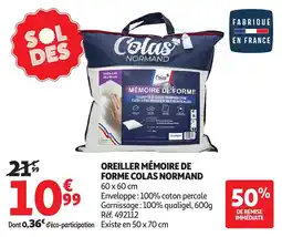 Auchan Oreiller mémoire de forme colas normand offre
