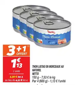 Netto Netto Thon listao en morceaux au naturel offre