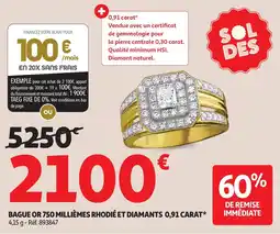 Auchan Bague or 750 millièmes rhodié et diamants 0,91 carat offre