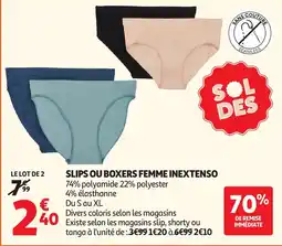 Auchan Inextenso Slips ou boxers femme offre
