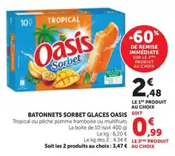 Bi1 Oasis Batonnets sorbet glaces offre