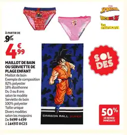 Auchan Maillot de bain ou serviette de plage enfant offre