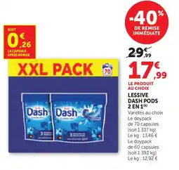 Bi1 Dash Lessive Pods 2 en 1 offre