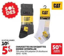Auchan Cat Chaussettes ou socquettes homme caterpillar offre
