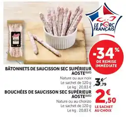 Bi1 Aoste Bâtonnets de saucisson sec supérieur offre