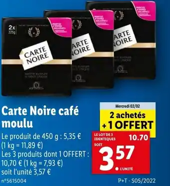Lidl Carte noir café moulu offre