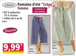 Norma Elle Nor Pantalon d'été Crêpe offre